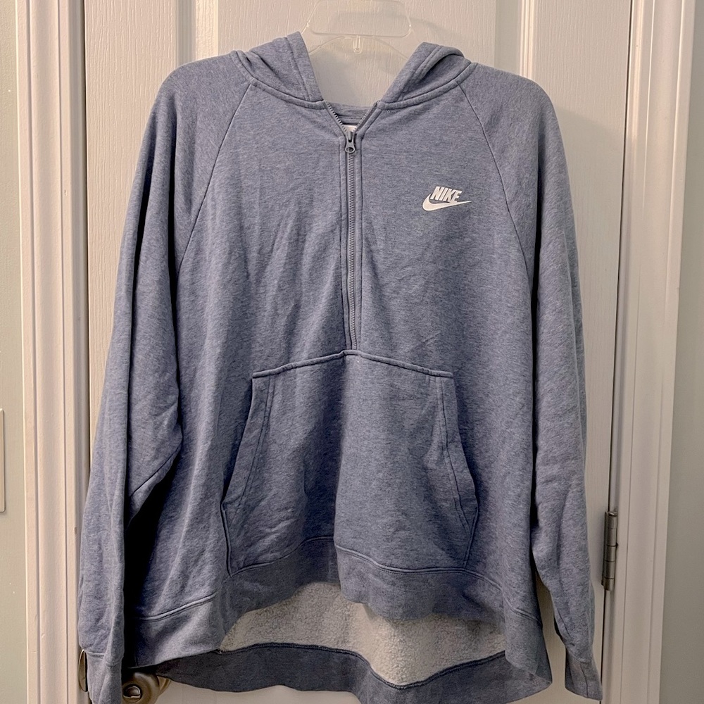 nike half zip hoodie light blue